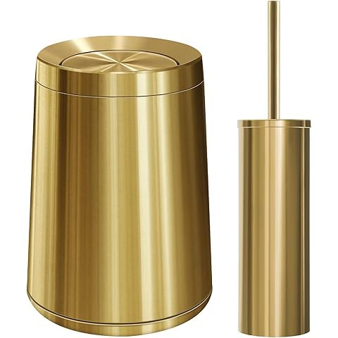 10 L/3 Gallen,Gold Small Trash Can for Bathroom,Brushed Stainless Steel Garbage Can with Flipping... | Amazon (US)
