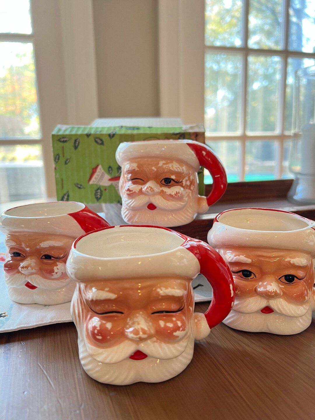 Set 4 Vintage Santa Mugs in Original Box | Etsy (US)