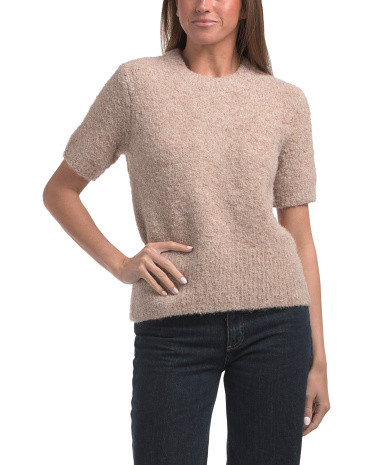 Wool Blend Short Sleeve Cropped Sweater | TJ Maxx