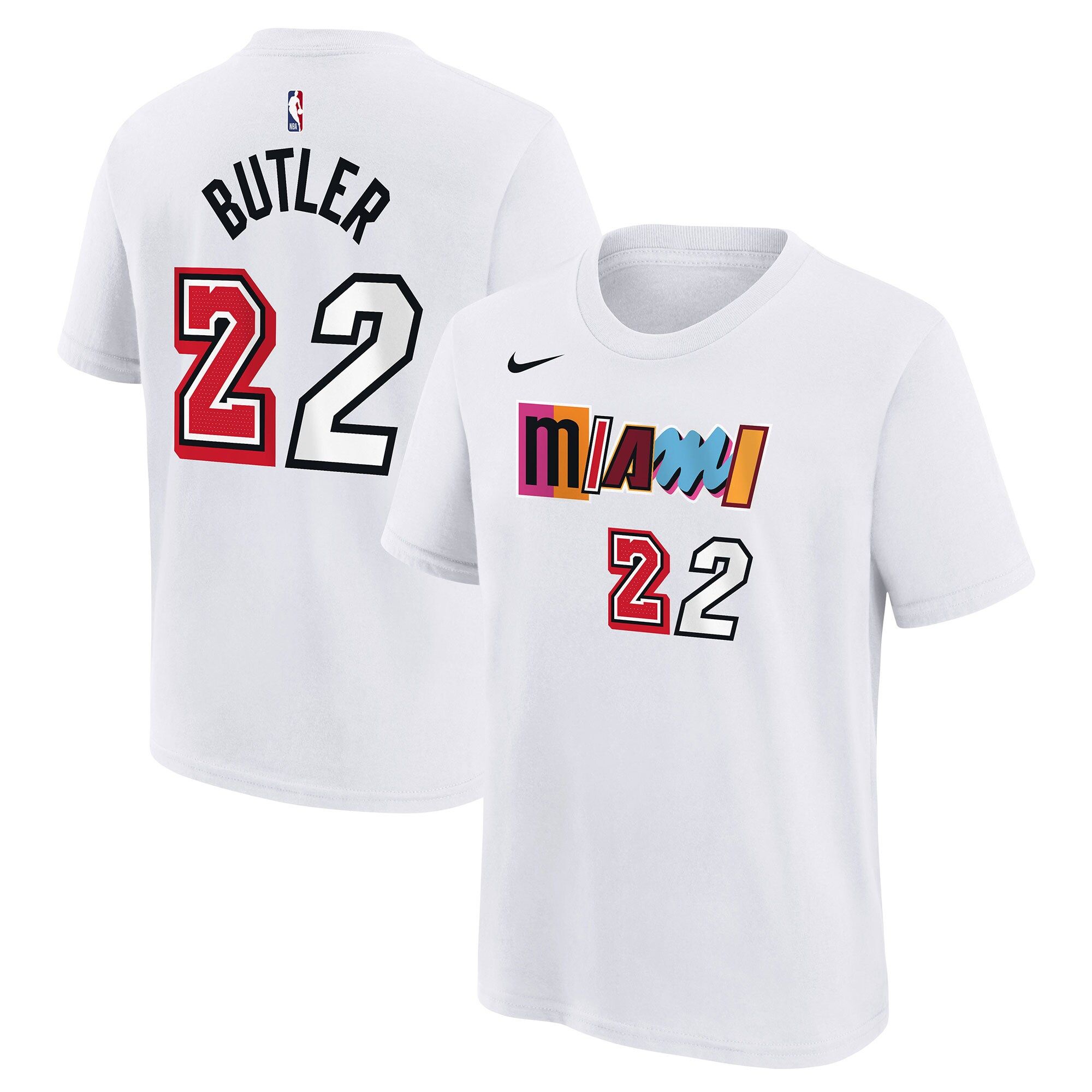 Youth Miami Heat Jimmy Butler Nike White 2022/23 City Edition Name & Number T-Shirt | NBA store