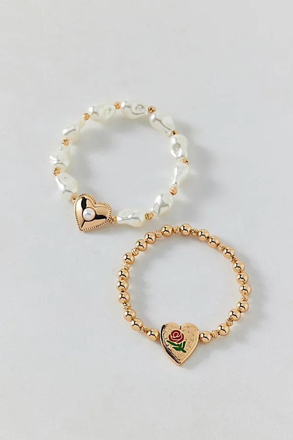 Belladona Pearl & Gold Beaded Bracelet Set in Pearl, Women's at Urban Outfitters | Urban Outfitters (US and RoW)