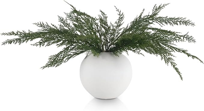 Jutom 10 Pcs Christmas Cedar Pine Stems - 18 Inch Artificial Faux Cedar Branches Christmas Greene... | Amazon (US)