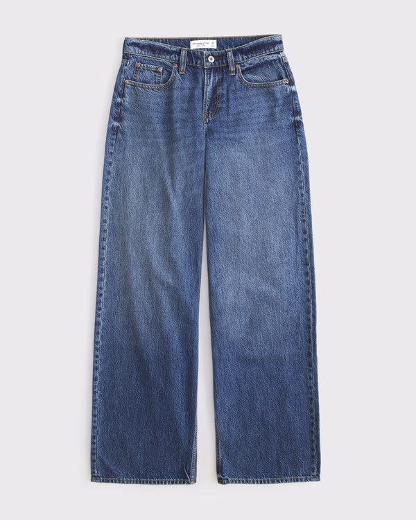 Women's Low Rise Ultra Loose Bow Embroidered Jean | Women's Bottoms | Abercrombie.com | Abercrombie & Fitch (US)