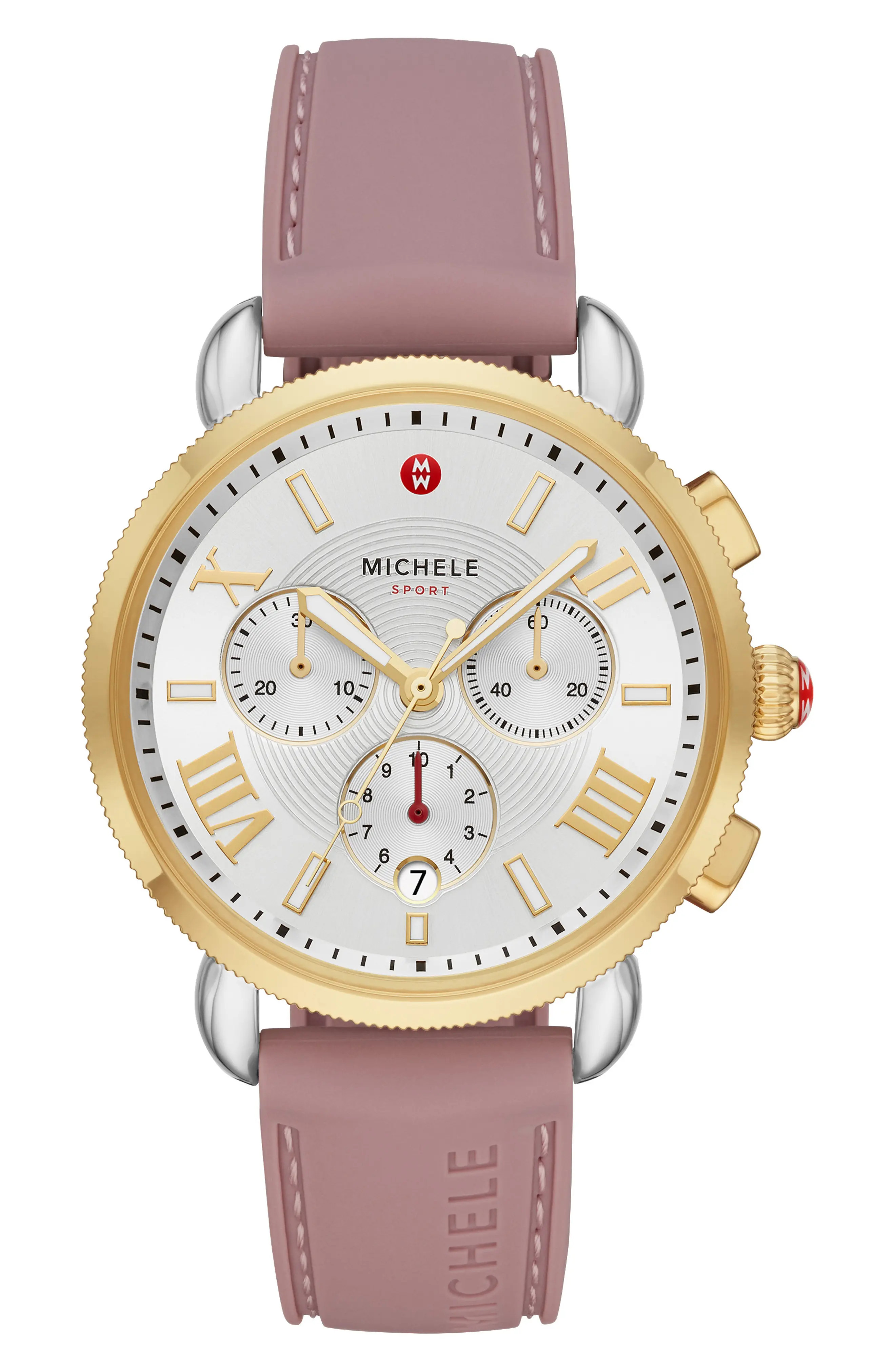 Women's Michele Sport Sail Chronograph Watch Head With Silicone Strap, 38mm | Nordstrom
