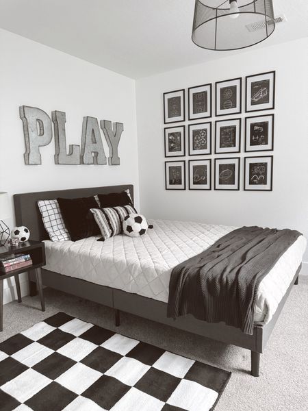 Kids bedroom decor - boys bedroom Walmart decor - sports room - soccer - football - Etsy - black and white decor - modern decor 

#LTKsalealert #LTKfindsunder50 #LTKhome