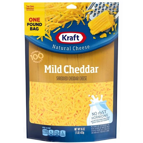 Kraft Mild Cheddar Shredded Cheese, 16 oz Bag | Walmart (US)