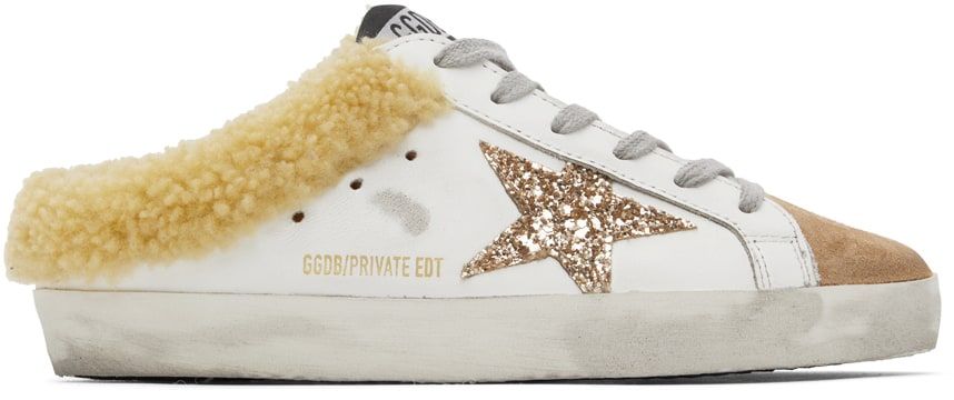 Golden Goose - SSENSE Exclusive Brown & White Shearling Super-Star Sabot Sneakers | SSENSE
