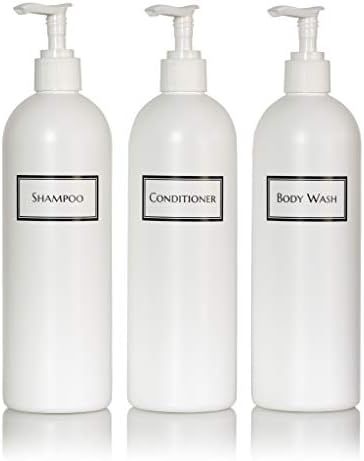 Artanis Home Silkscreened Empty Shower Bottle Set for Shampoo, Conditioner, and Body Wash, Cosmo/... | Amazon (US)