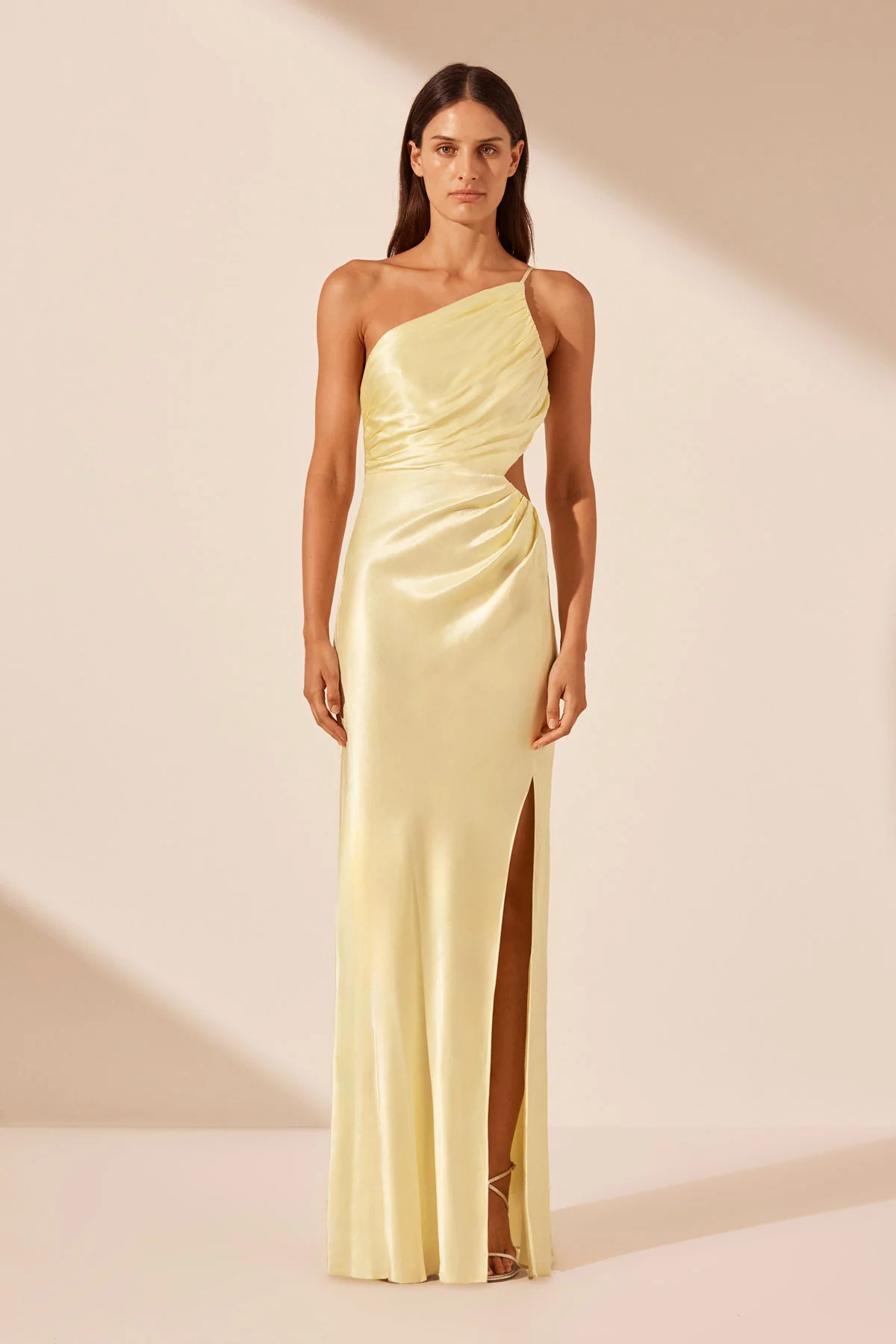 La Lune Asymmetrical Gathered Maxi Dress | Lemon | Dresses | Shona Joy | Shona Joy