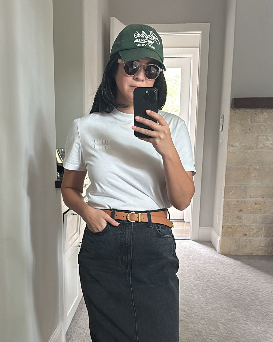 There is something inexplicably neutral about a green hat. 

The designer option is a great investment if you are comfortable with logo but I think you can easily achieve the look with any of these options

Linked similar options below!

#LTKFindsUnder50