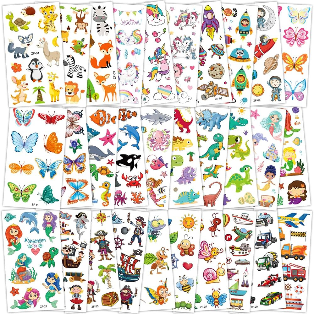 Amazon.com : Habett Tattoos for Kids, 300+ Mixed Styles Temporary Tattoos Stickers Set for Girls ... | Amazon (US)