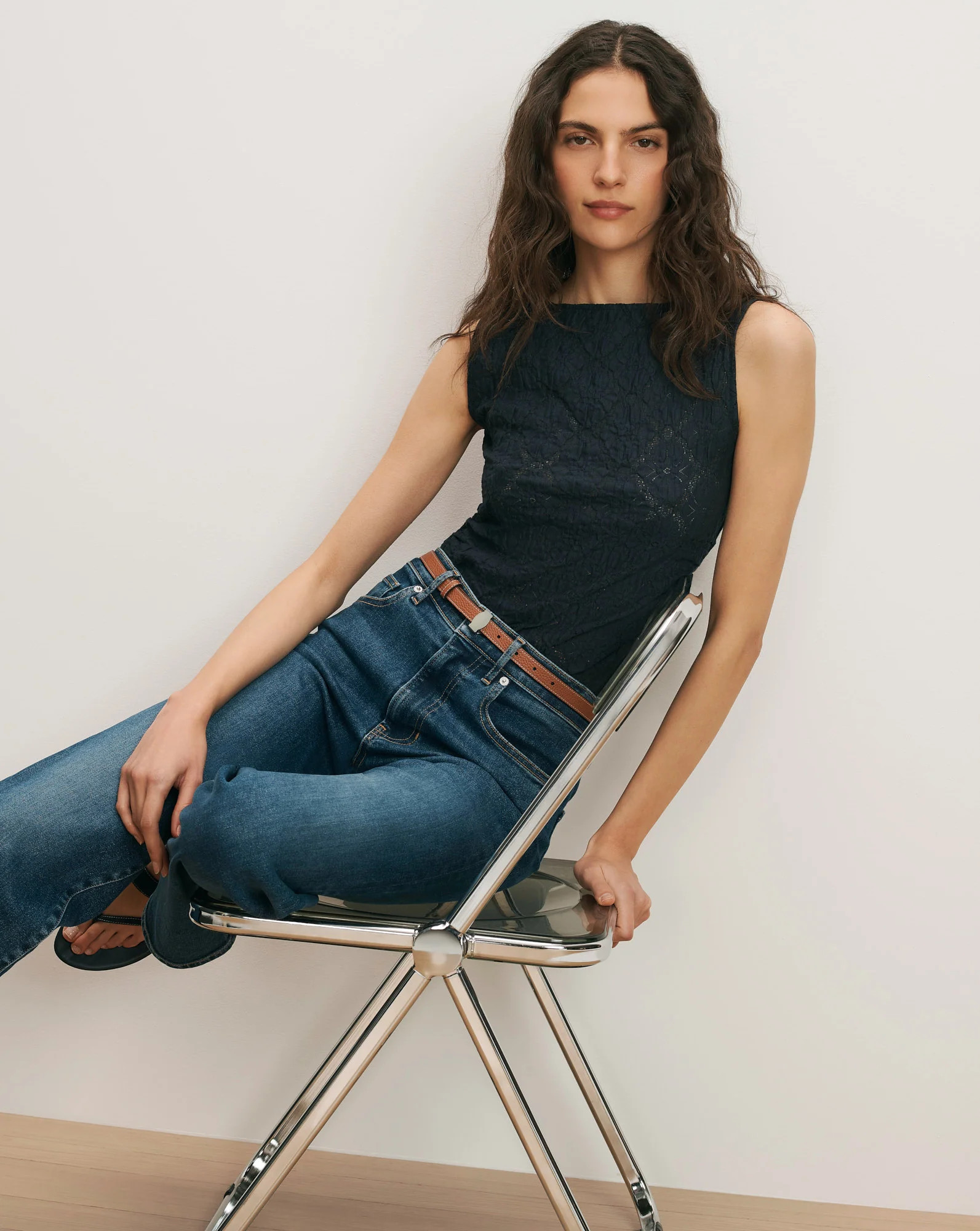 Selah Lace Tank Top in Navy | Veronica Beard | Veronica Beard