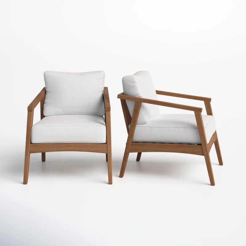 Eucalyptus Outdoor Lounge Chair with Cushions (Set of 2) | Wayfair North America