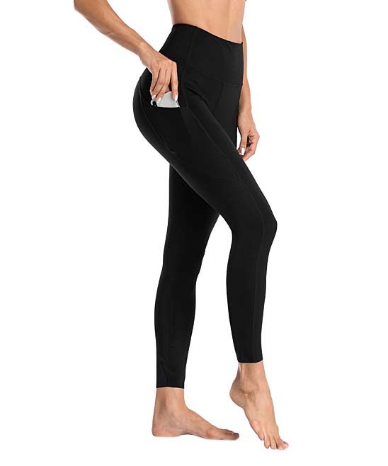 Charmo Women's Yoga Pants black - Black High-Waist Tummy-Control Pocket Yoga Pants - Women | Zulily