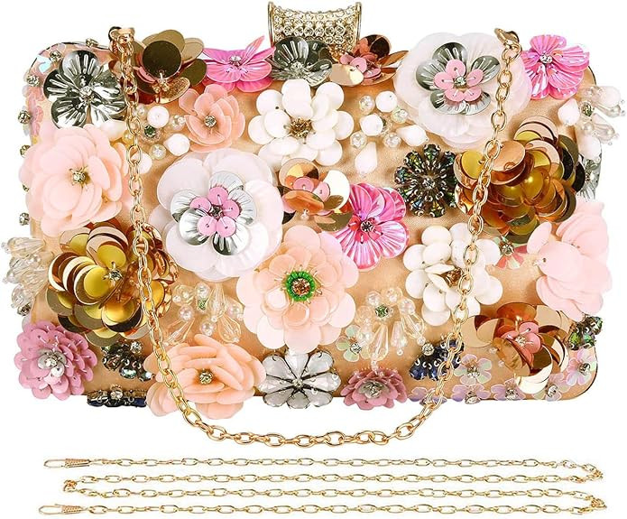 Selighting Colorful Flower Clutch Purse for Women Formal Evening Bag Beaded Pearl Purse for Weddi... | Amazon (US)