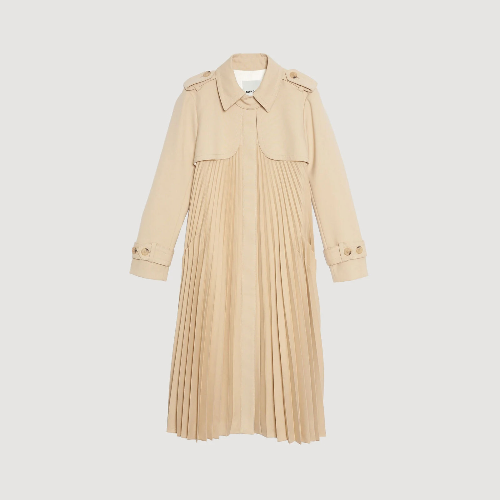 Pleated trench coat with belt | Sandro US | Sandro-Paris US