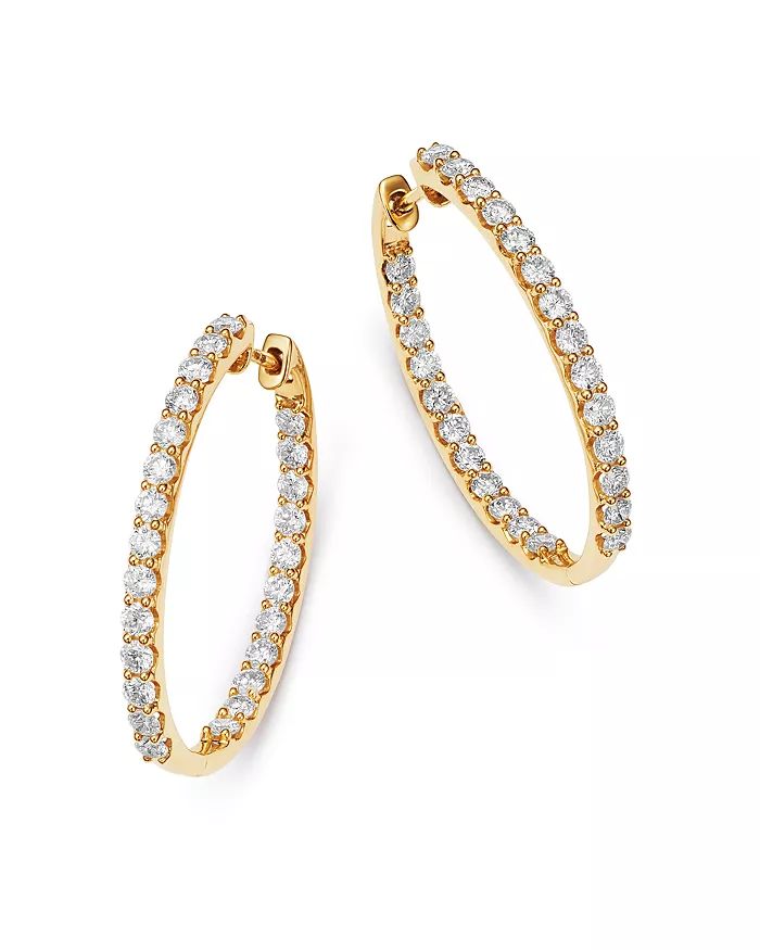 Diamond Inside Out Oval Hoop Earrings in 14K Yellow Gold, 3.0 ct. t.w. - 100% Exclusive | Bloomingdale's (US)