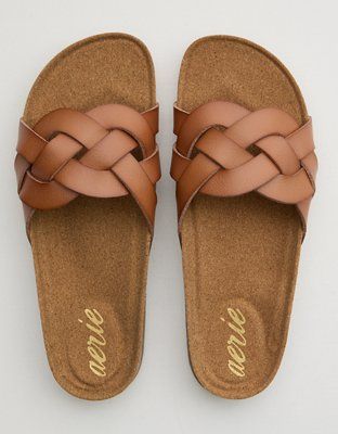 Aerie Braided Strap Cork Sandal | American Eagle Outfitters (US & CA)