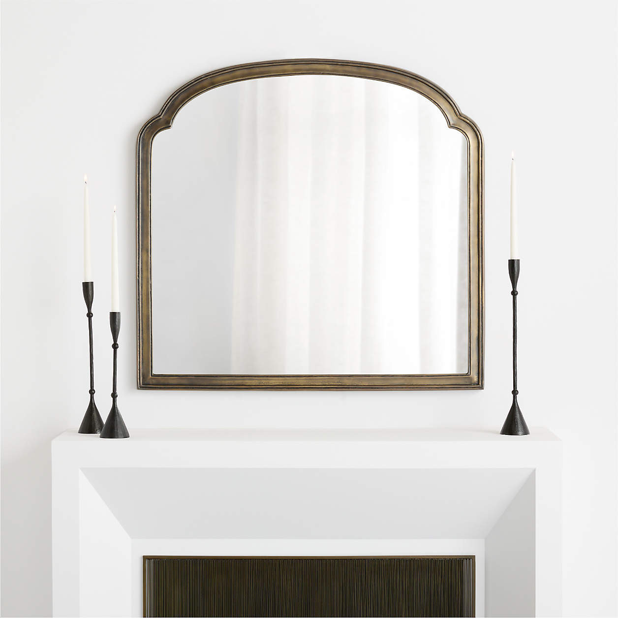 Brookhaven Pewter Metal Mantel Mirror 39.75" x 41.75" + Reviews | Crate & Barrel | Crate & Barrel