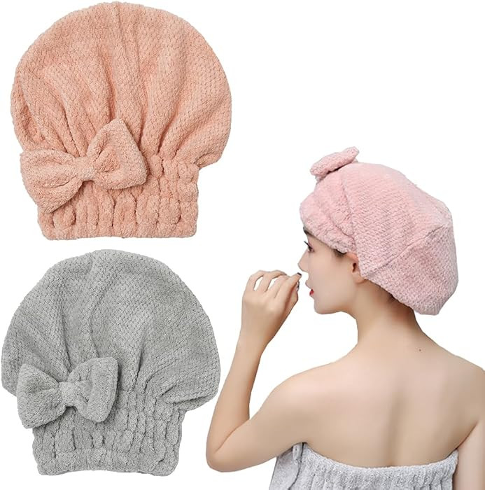 Microfiber Hair Towel, Hair Towel Cap,Absorbent Hair Turban Towel,Hair Drying Towel to Dry Curly ... | Amazon (US)
