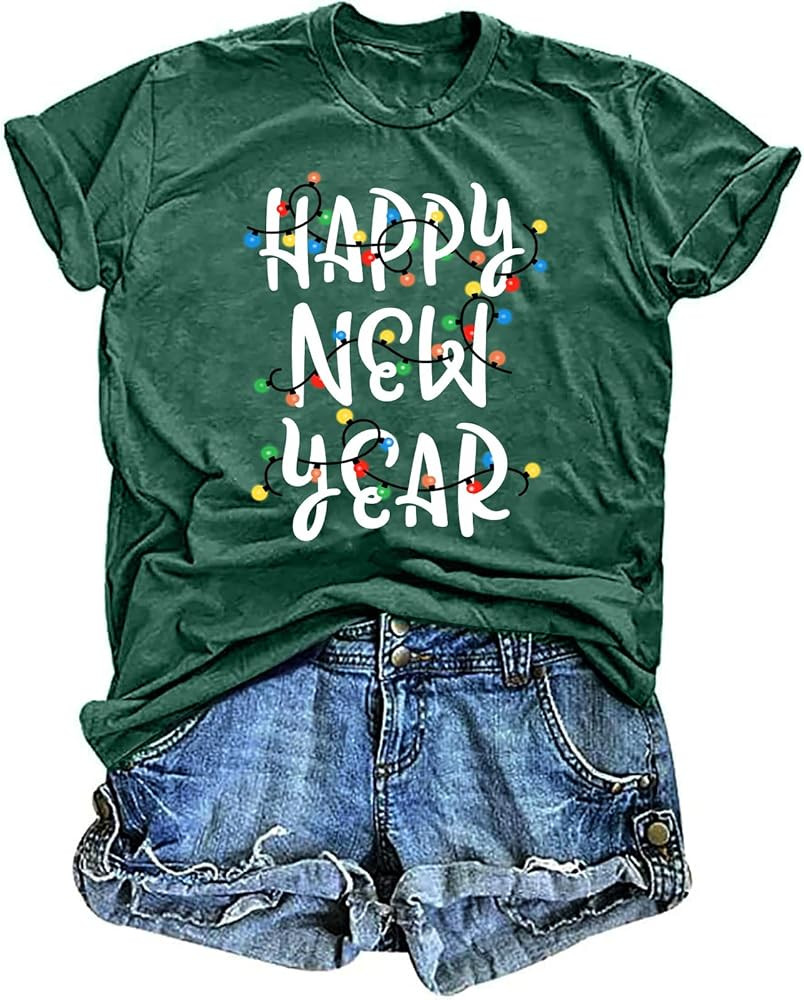 Happy New Year Shirt for Women: 2026 New Year Shirts Holiday Party Family Tshirt New Years Day Ev... | Amazon (US)