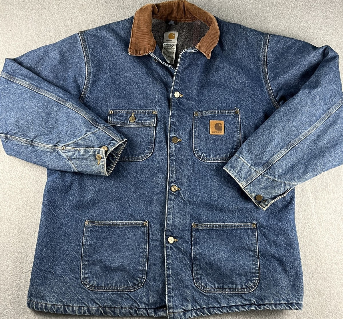 Carhartt Chore Jacket Vintage Men's XL Blue Denim Blanket Lined C59 DST Made USA | eBay US