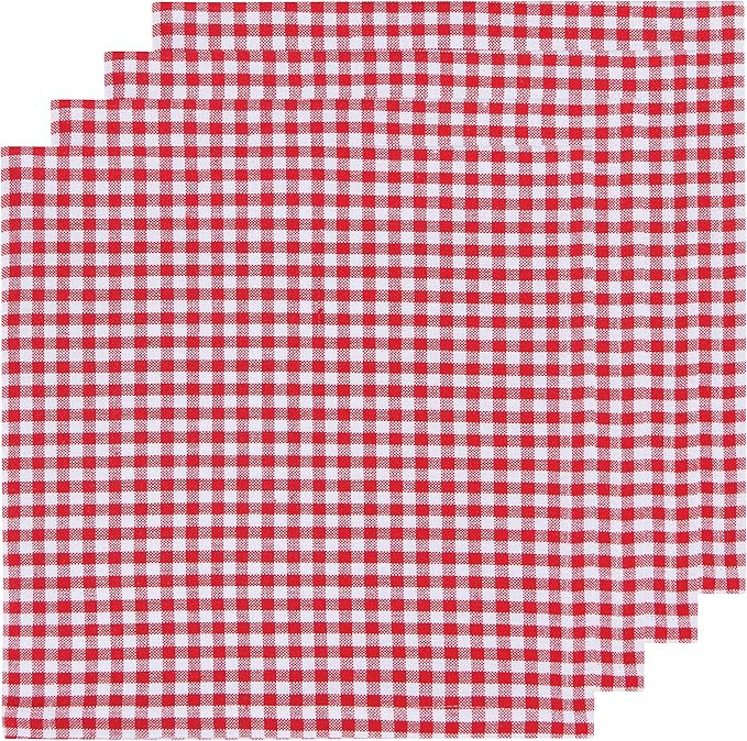 Now Designs Second Spin Red Gingham, 85% Recycled Cotton 15% Recycled Polyester W20 x L20", Set o... | Amazon (US)