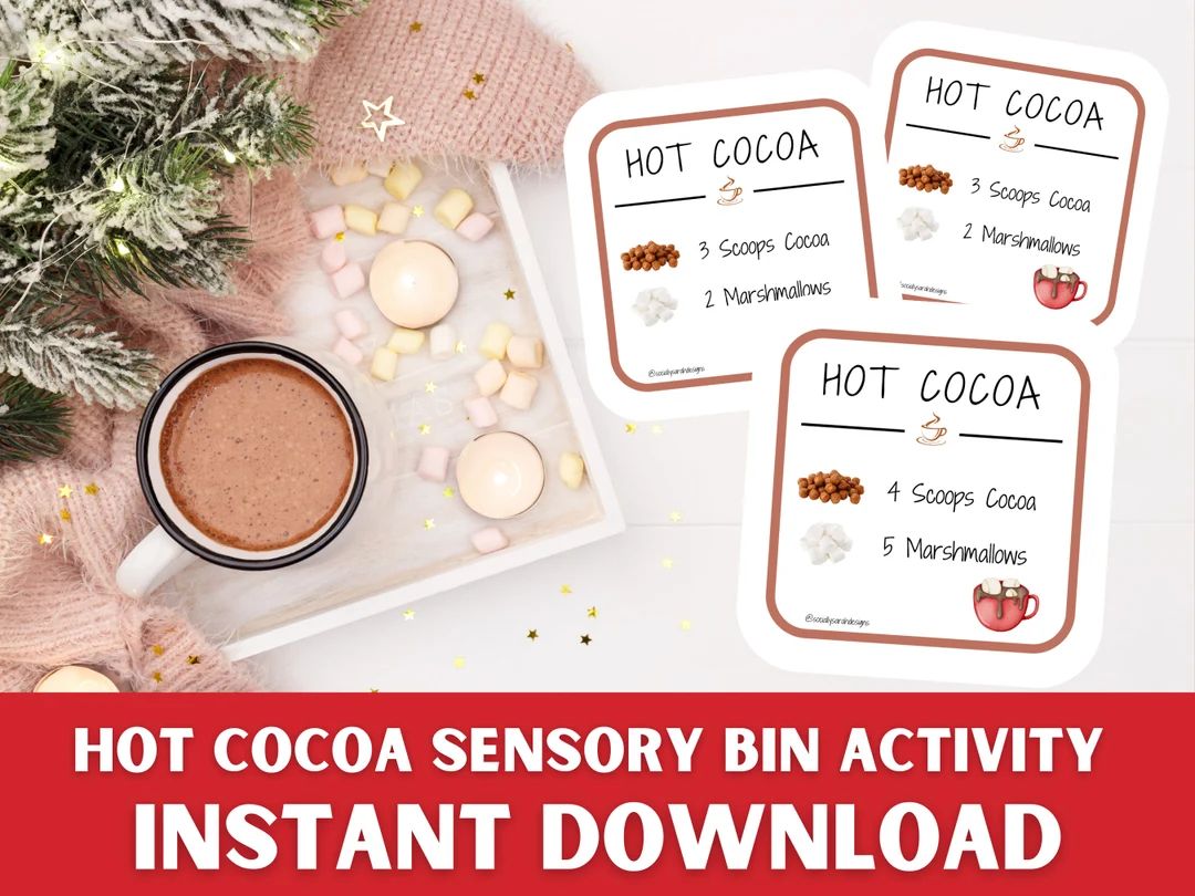 Hot Cocoa Recipe Cards Winter Sensory Bin Hot Chocolate - Etsy | Etsy (US)