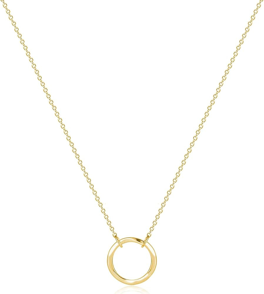 Fettero Pendant Necklace Gold Choker Layered Coin Open Karma Circle Full New Crescent Moon 14K Go... | Amazon (US)