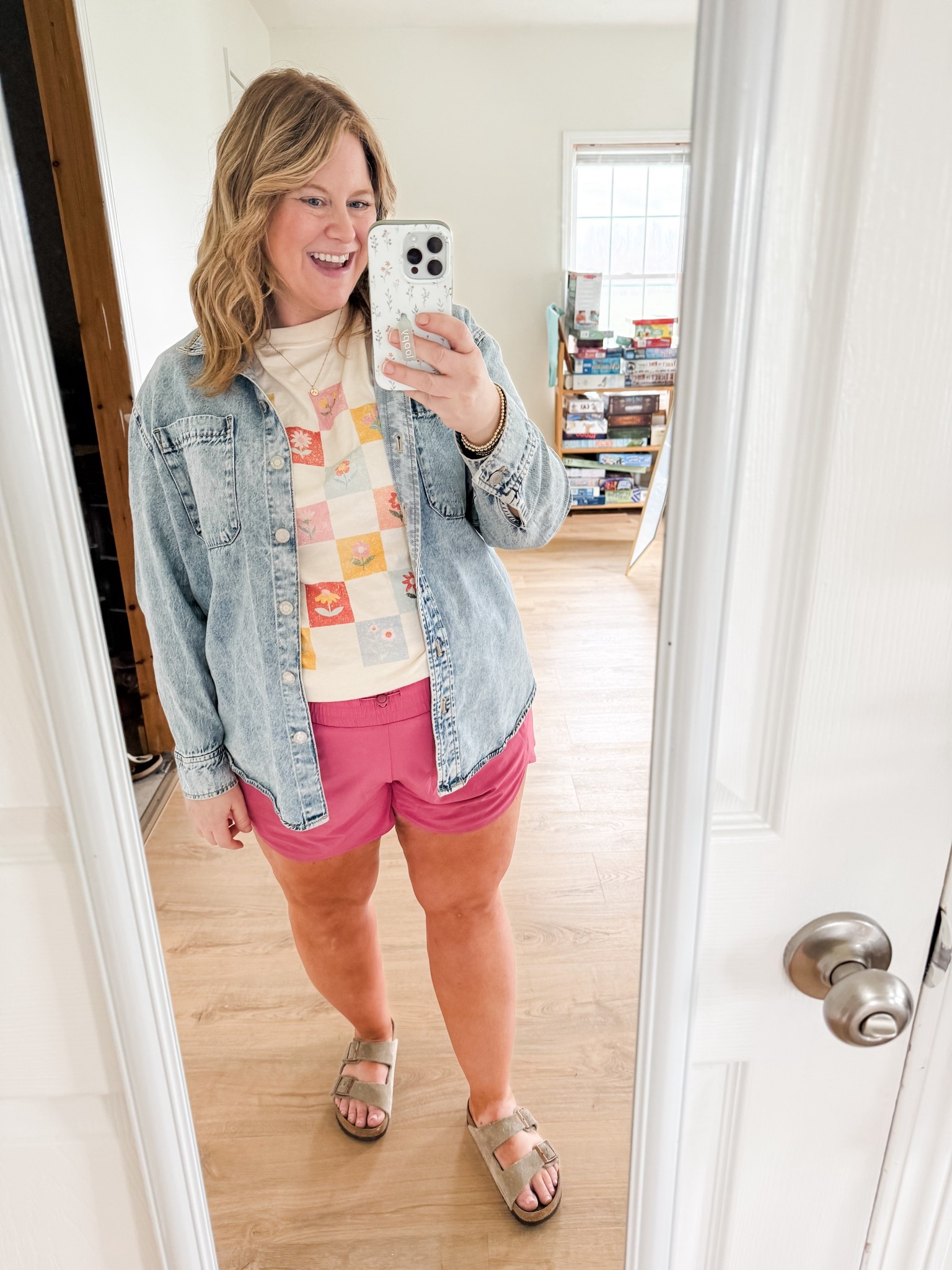 Wearing an XL in my graphic tee.  Use code STEPHSHARES20 to save! The athletic shorts are some of my favorites - I’ve owned different colors of them over the years.  I did size up to an XXL with the bump.  Denim shirt is old so linked similar  

#LTKMidsize #LTKSeasonal #LTKBump