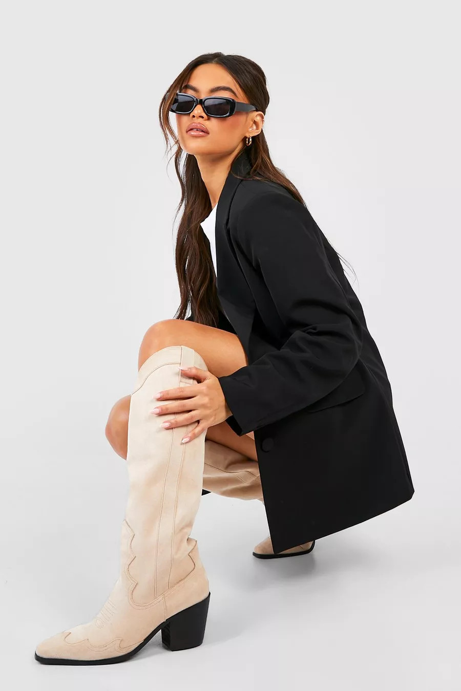 Knee High Heeled Western Cowboy Boots | Boohoo.com (UK & IE)