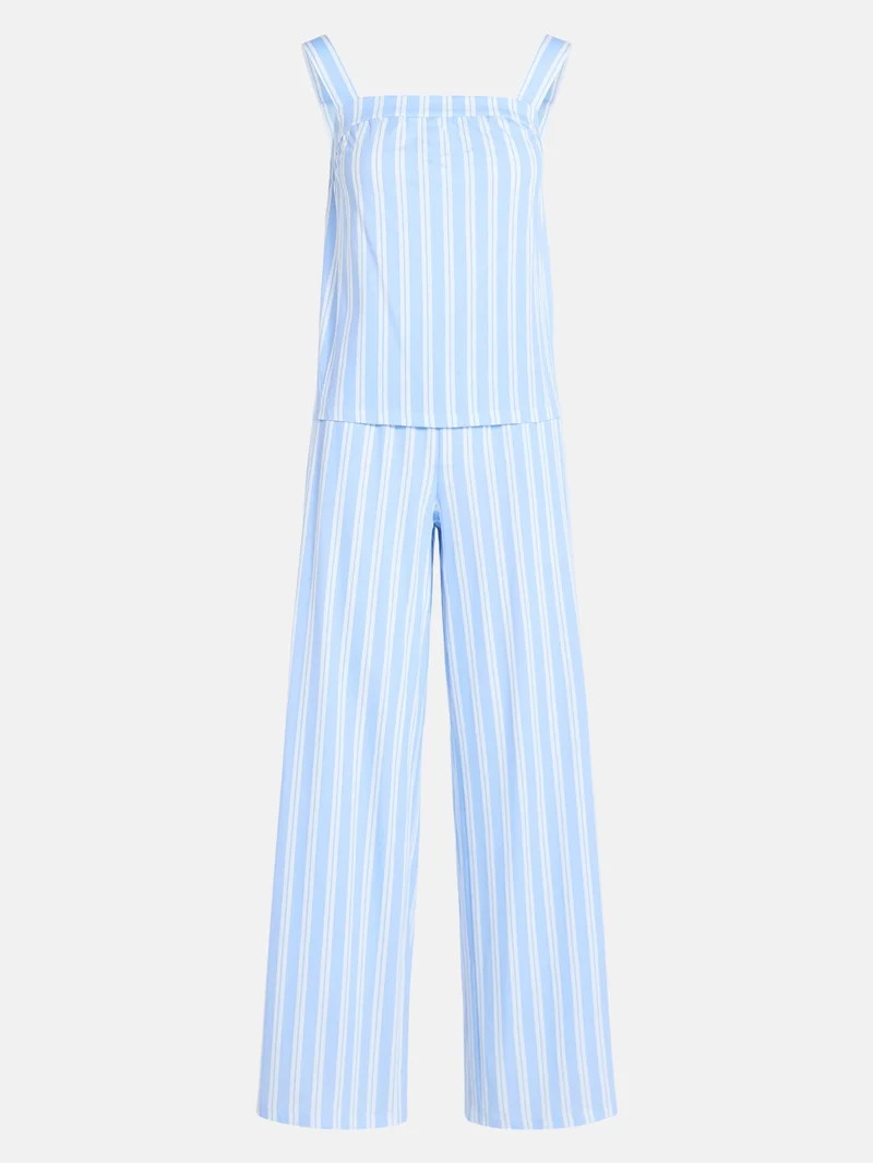 Joyspun Women's Wide Strap Cotton Tank Top and Pants Pajama Set, 2-Piece, Sizes XS-3X | Walmart (US)