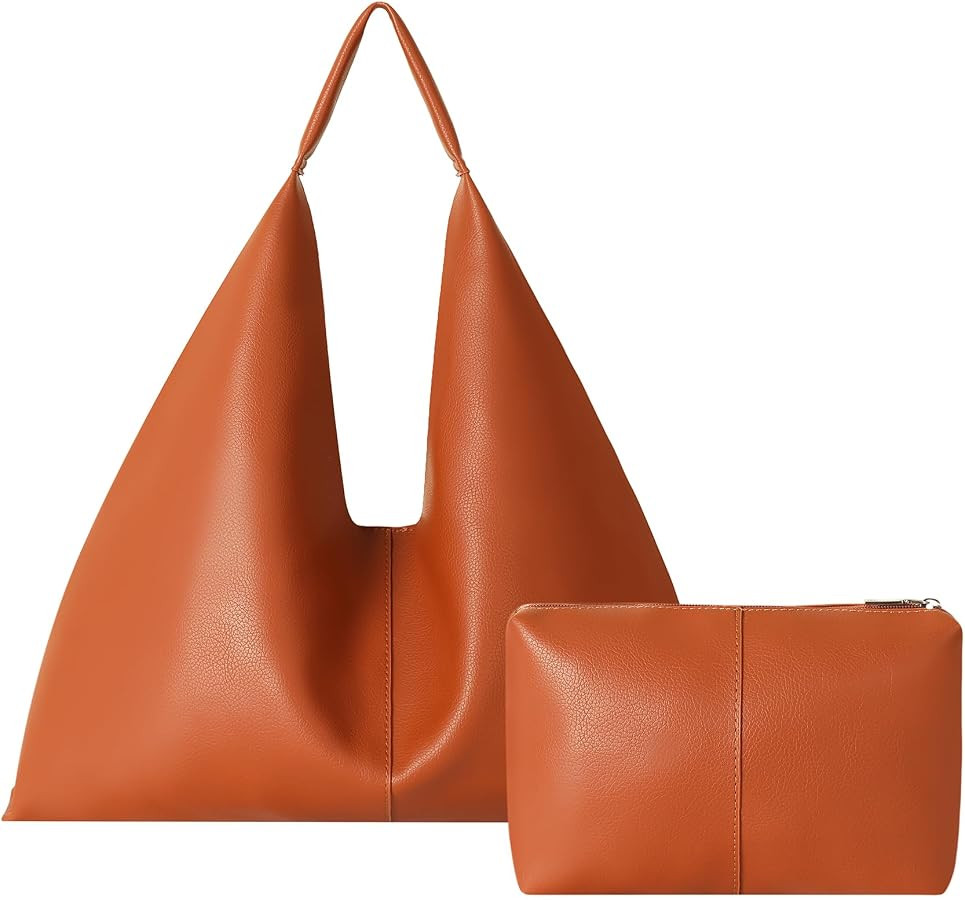 Leather Tote Bag, Oversized Hobo Bags, Large Tote Bag for Women Work, Vegan Leather Handbags Trav... | Amazon (US)