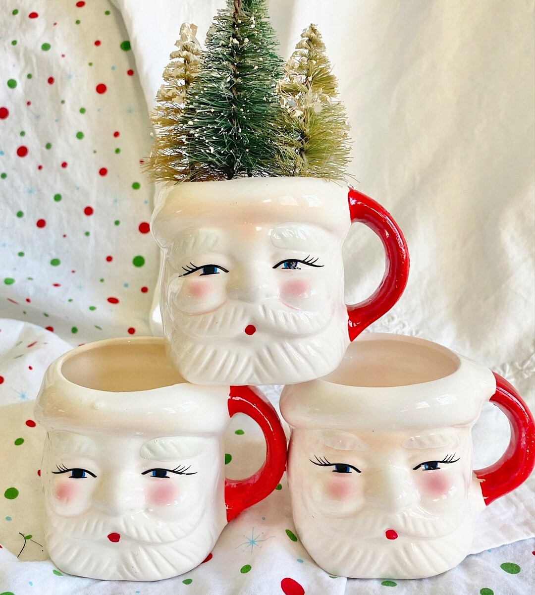 Hand Painted Santa Mugs Made In Taiwan – Each One Sold Individually | Etsy (US)