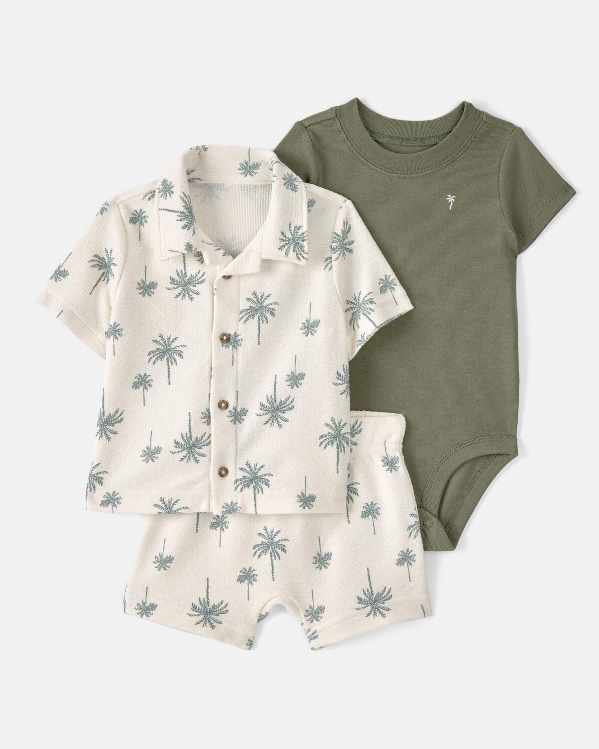 Baby Boy 3-Piece Palm Tree Outfit Set - White/Green | Carter's | Carter's Inc