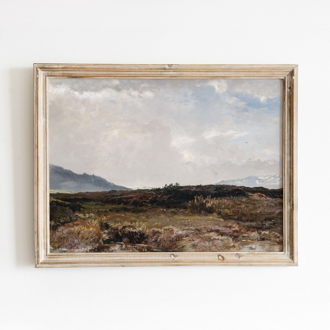 Shrubland Landscape Vintage Landscape Oil Painting - Etsy | Etsy (US)