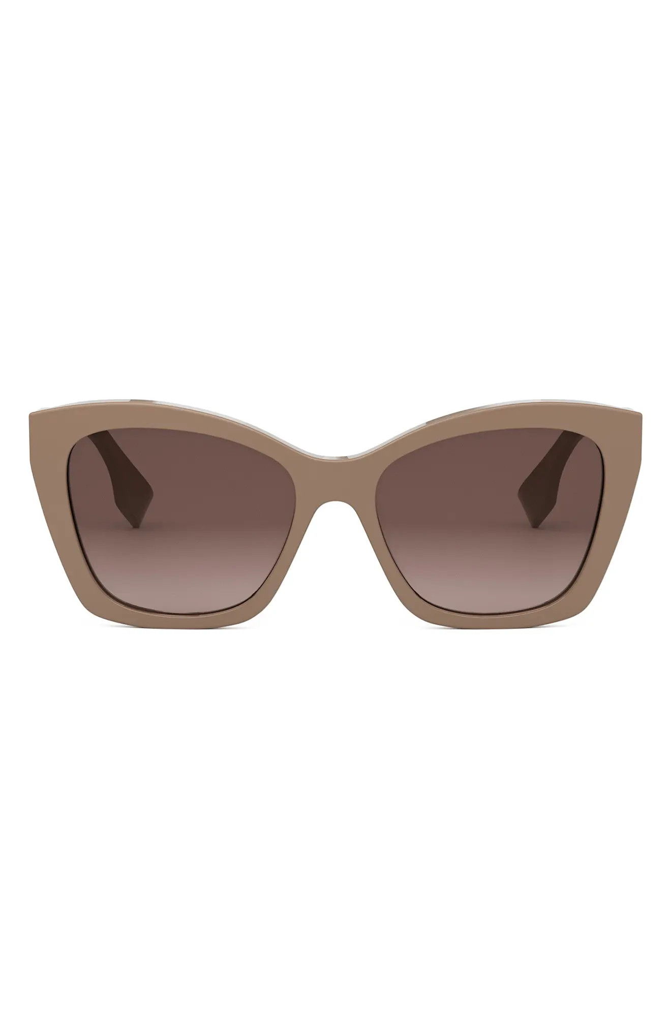 'Fendi Lettering 55mm Gradient Square Sunglasses in Shiny Light Brown /Brown at Nordstrom | Nordstrom