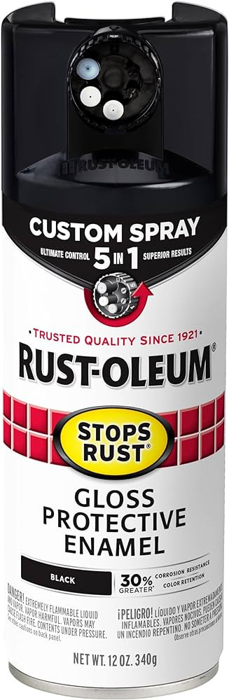 Rust-Oleum 376884 Stops Rust Custom Spray 5-in-1 Spray Paint, 12 oz, Gloss Black | Amazon (US)
