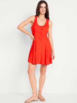 Sleeveless Crepe Button-Front Mini Dress | Old Navy (US)