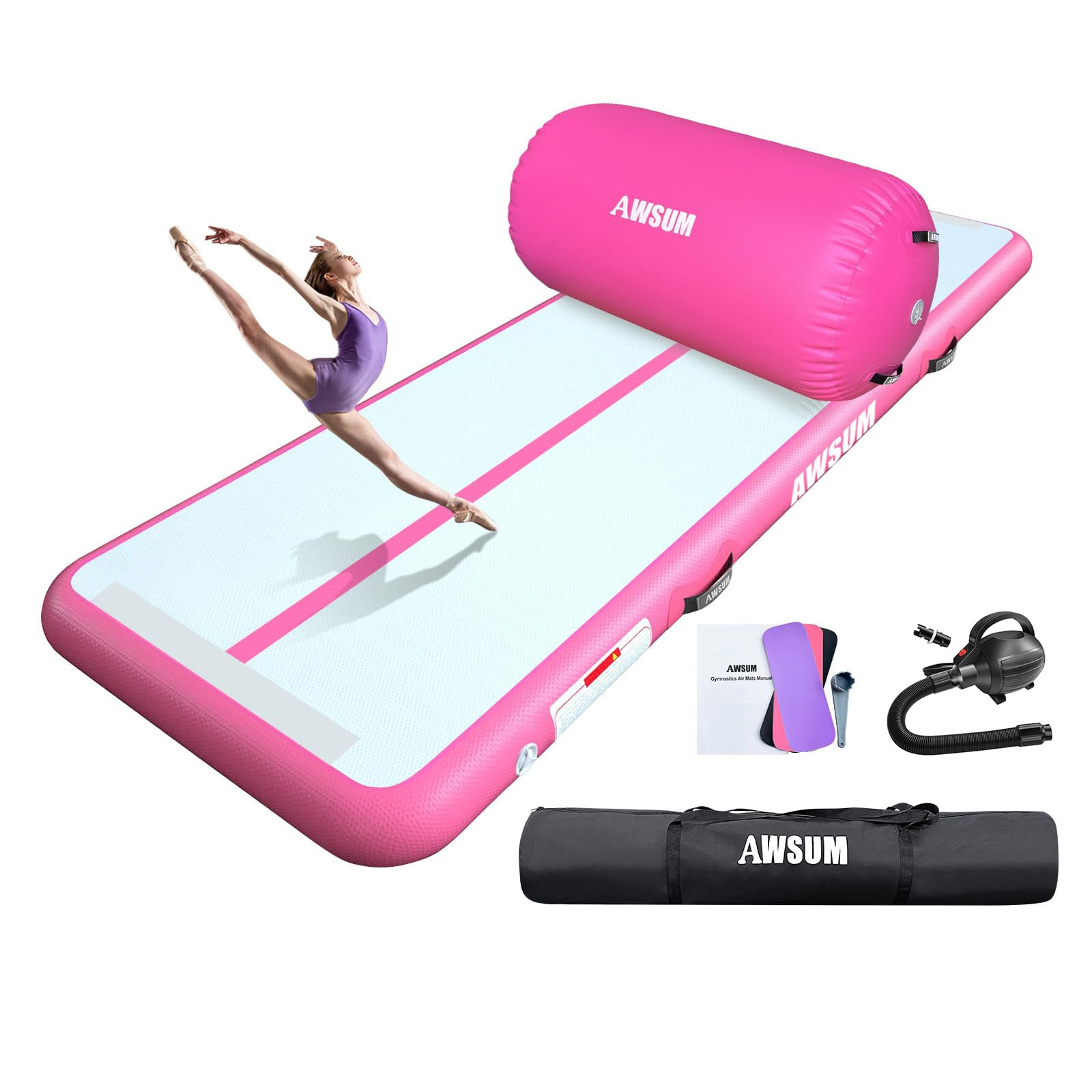 AWSUM Inflatable Air Gymnastics Mat 10ft/13ft/16ft/20ft/23ft Training mat 4/8 inches Thick tumbli... | Amazon (US)