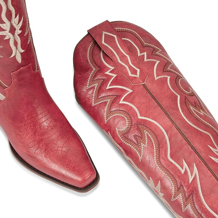 wetkiss Black Cowboy Boots for Women Knee High Cowgirl Tall Boots with Classic Retro Embroidered ... | Amazon (US)