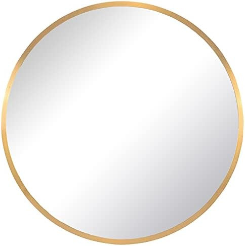 ZZPQ 30 Inch Gold Round Mirror, Wall-Mounted Mirror with Metal Frame, Hanging Round Mirror for Ba... | Amazon (US)