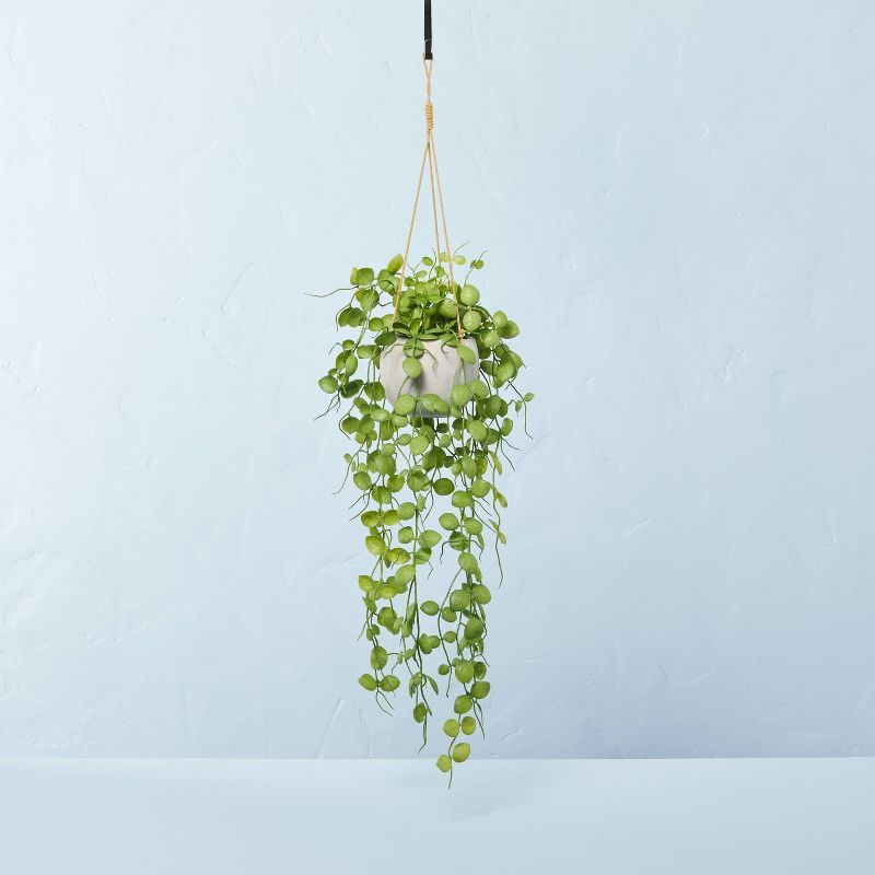 Faux Button Fern Plant in Hanging Ceramic Arrangement - Hearth &#38; Hand&#8482; with Magnolia | Target