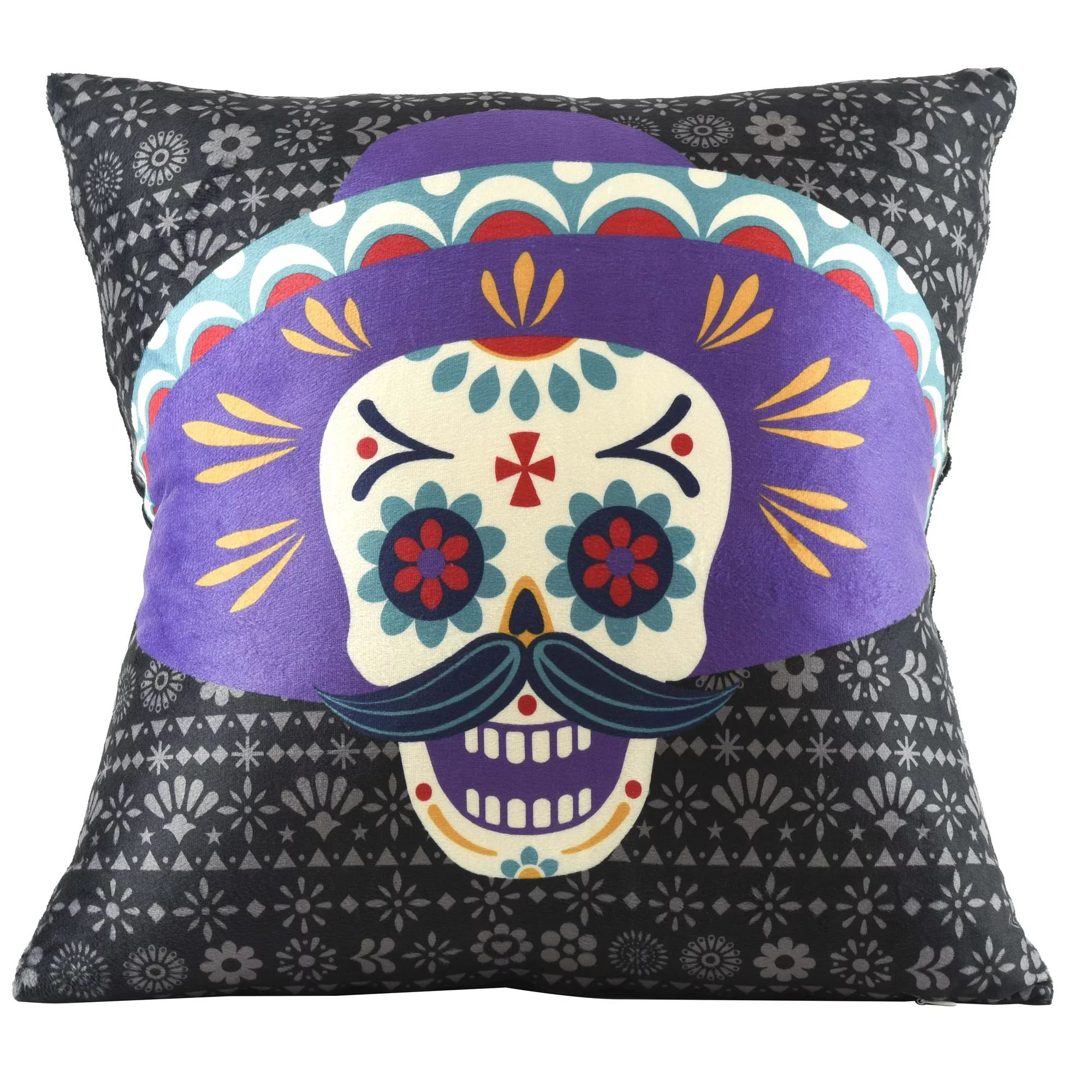 Mainstays Dia de los Muertos Printed Decorative Pillow Cover | Walmart (US)