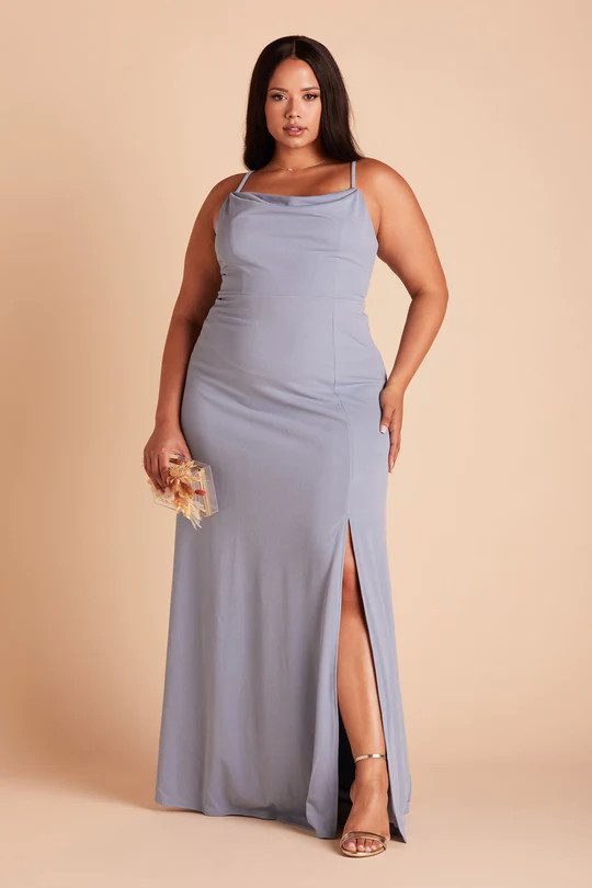 Ash Crepe Dress Curve - Dusty Blue | Birdy Grey