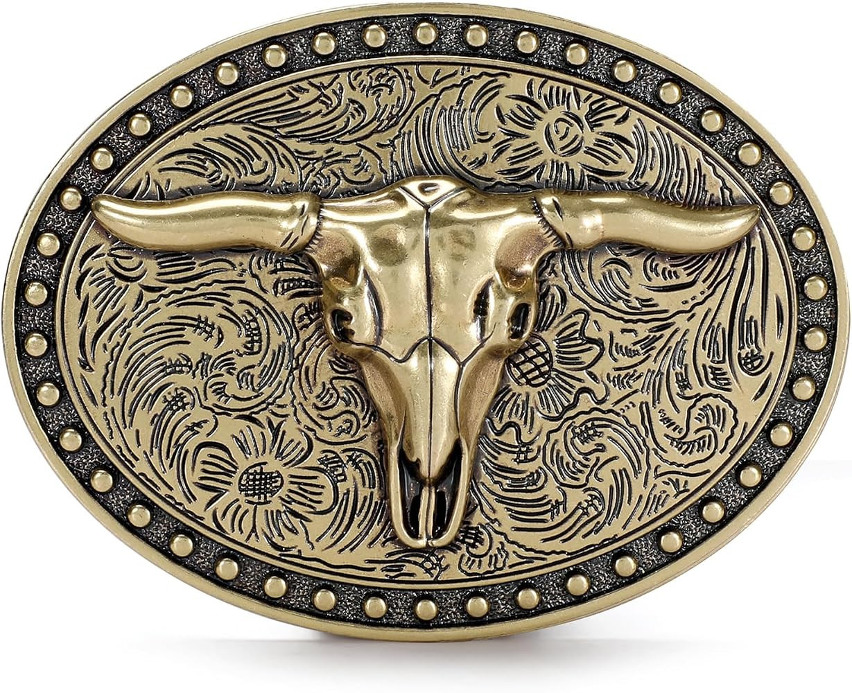 SANSTHS Cowboy Belt Buckle, Western Belt Buckles for Men Women Texas Bull Rodeo Cowgirl Belt Buck... | Amazon (US)