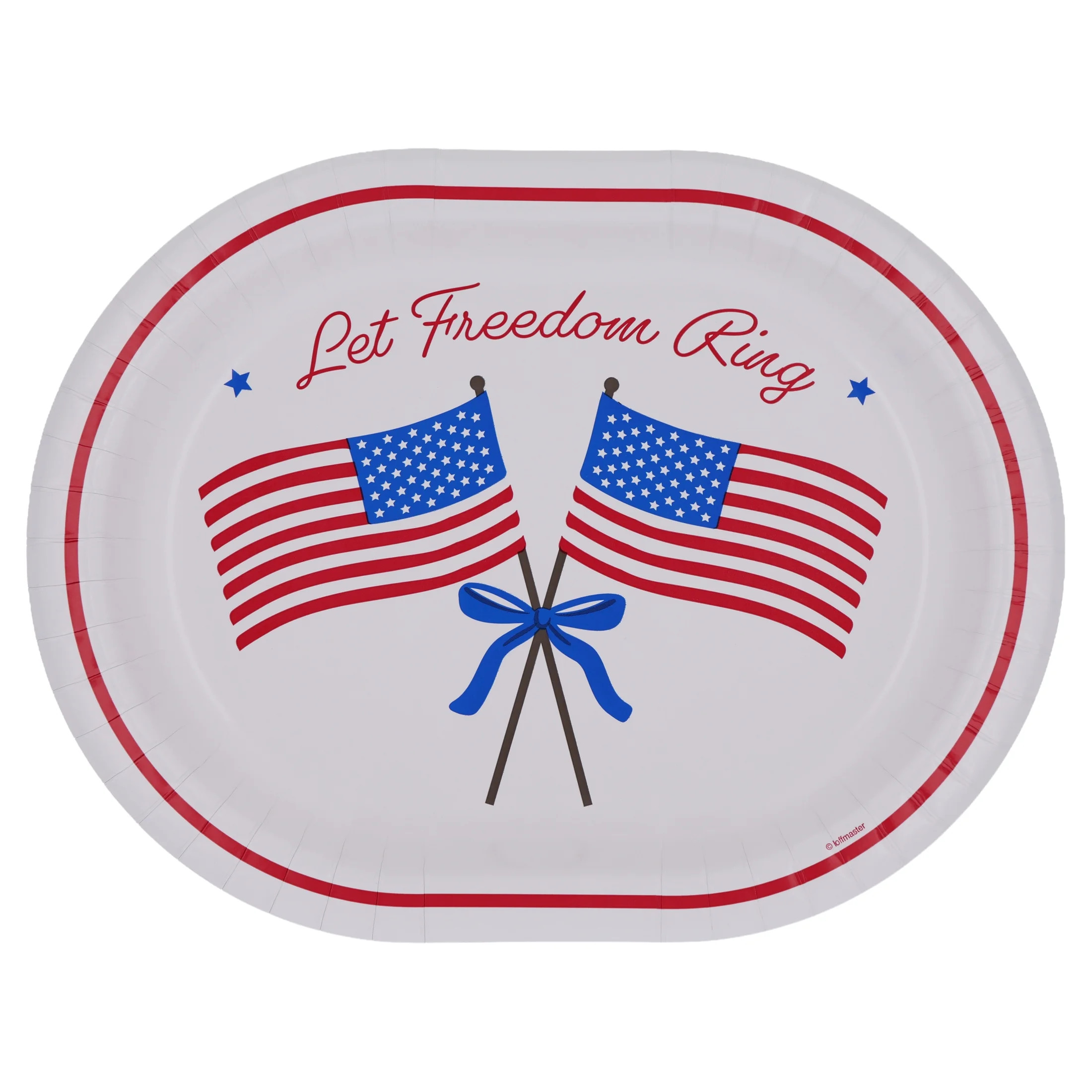 Patriotic Oval Disposable Plates,  Red/White/Blue Flag, 12 inch x 9.25 inch, 8 Count by Way to Ce... | Walmart (US)