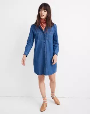 Denim Puff-Sleeve Shirtdress in Harris Wash | Madewell