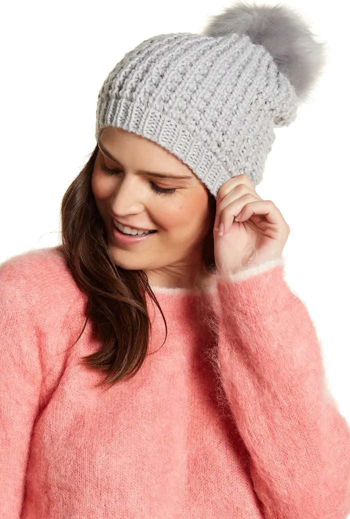 KYI KYI Faux Fur Pompom Classic Beanie | Nordstromrack | Nordstrom Rack