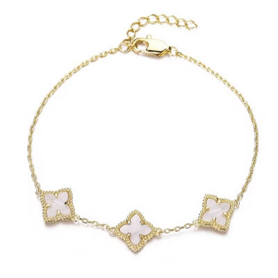Adornia 14k Gold Plated White Mother of Pearl Flower Bracelet | Target